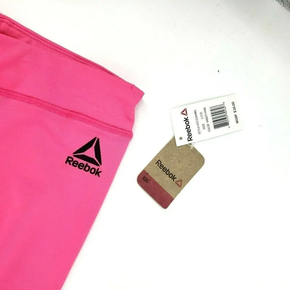 NEW Reebok Girls Pink Sweatpants Size 12 Large Work Out Black‎ Spell Out Gym